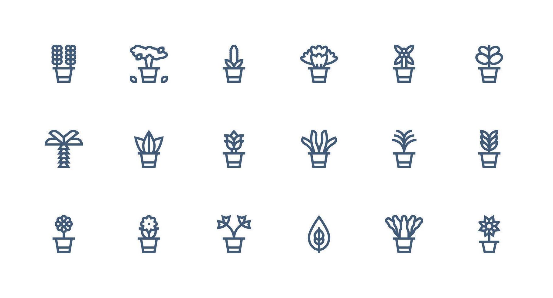 Greenery featuring 18 Icons in Strong Stroke Line Design Simplified Icon Pack for Visual Tools vector