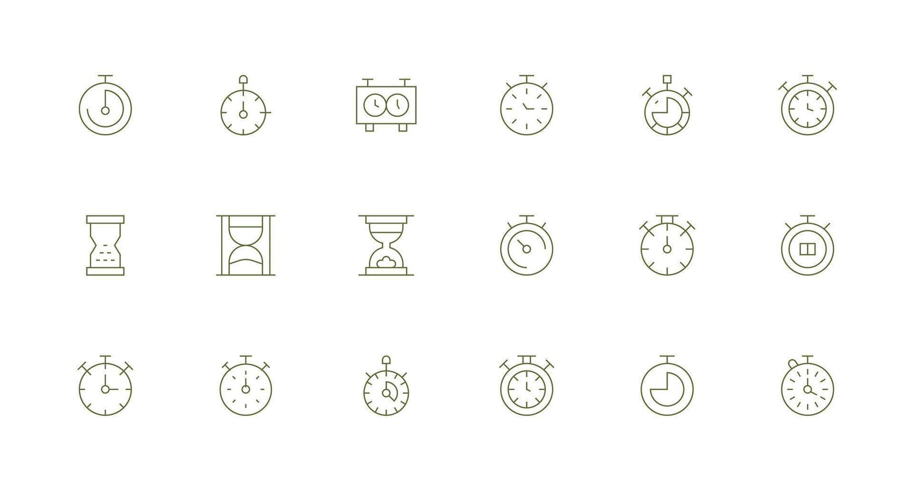 Elapsed Time Icon Set with 18 Minimal Line Graphics Versatile Icon Collection for Designers vector