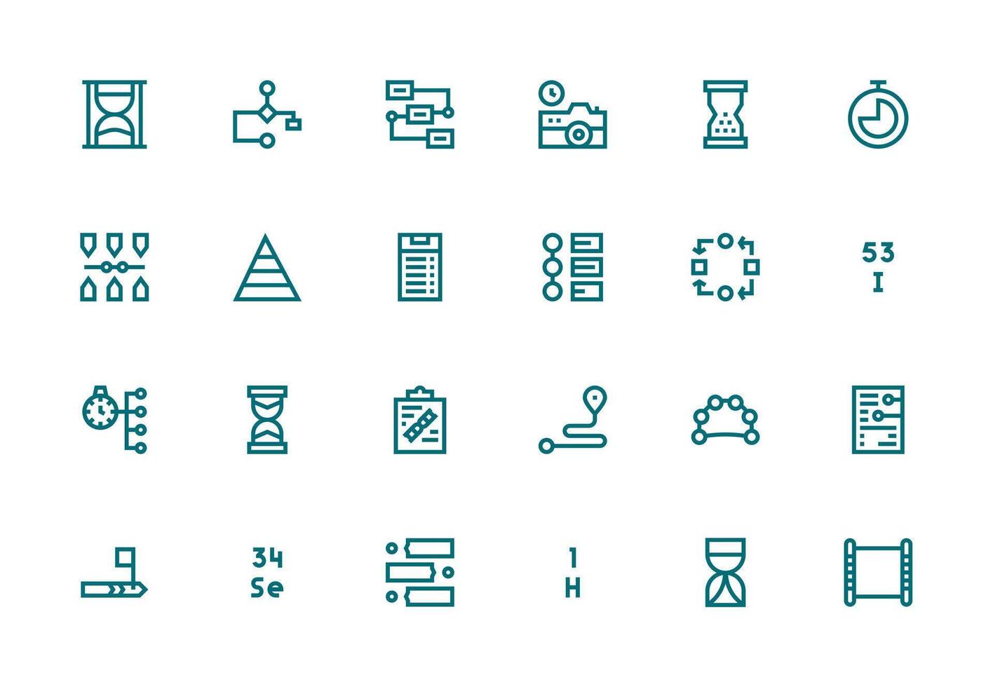 Thick Line Line Style Sequence Icons with 24 Vectors Versatile Icon Collection for Designers