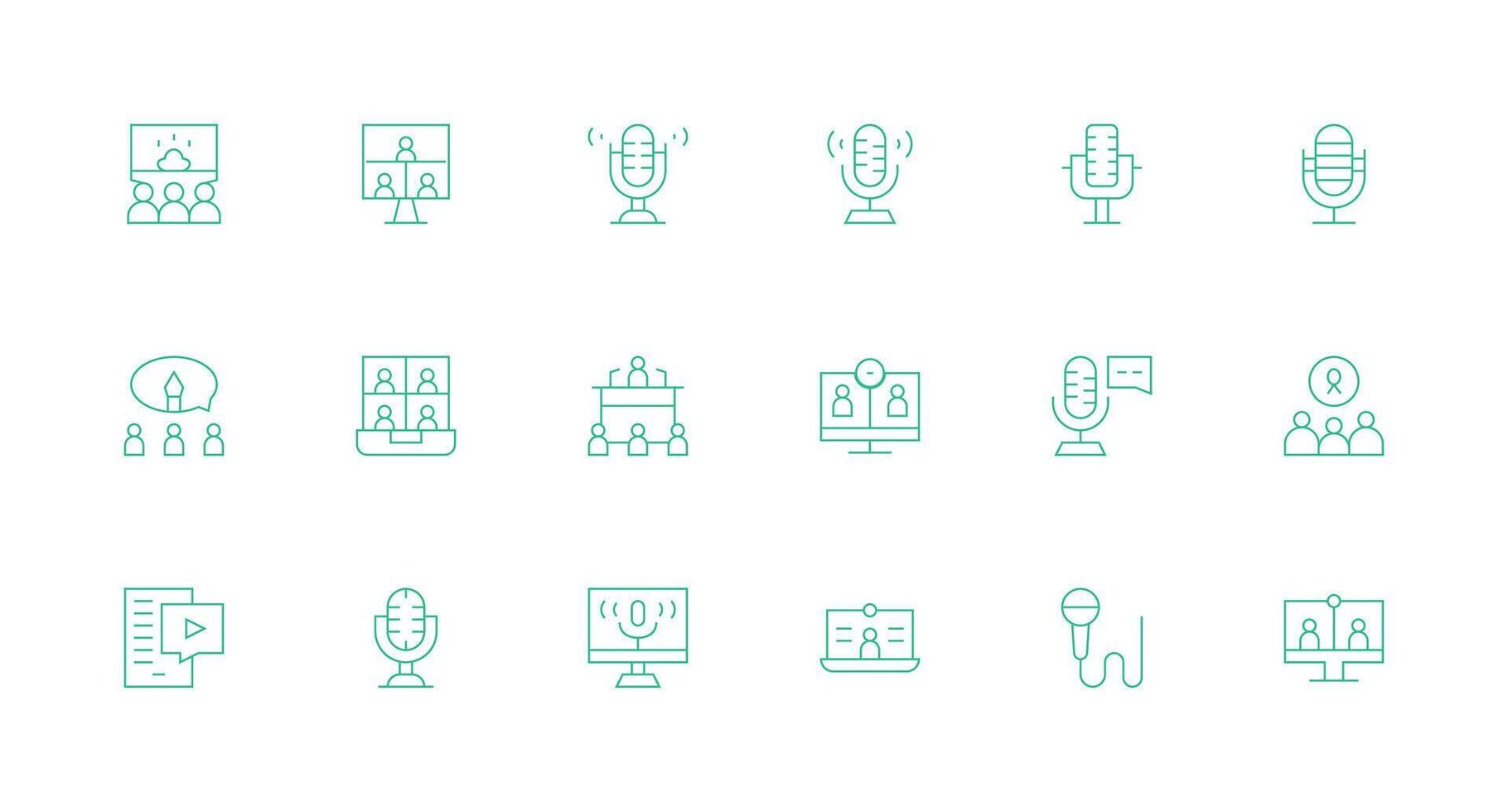 Webinar Set with 18 Minimal Line Icons UI and UX Focused Icon Collection vector