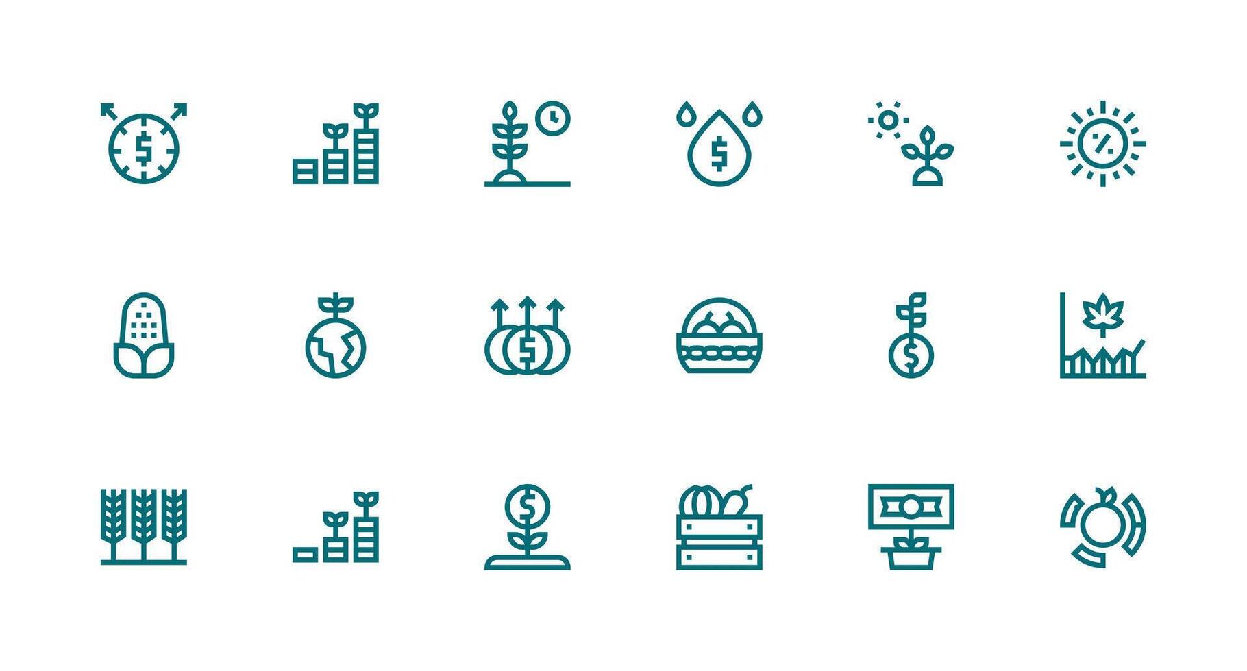 Yield Design Icons featuring 18 in Strong Stroke Line Style Reusable Icon Set vector