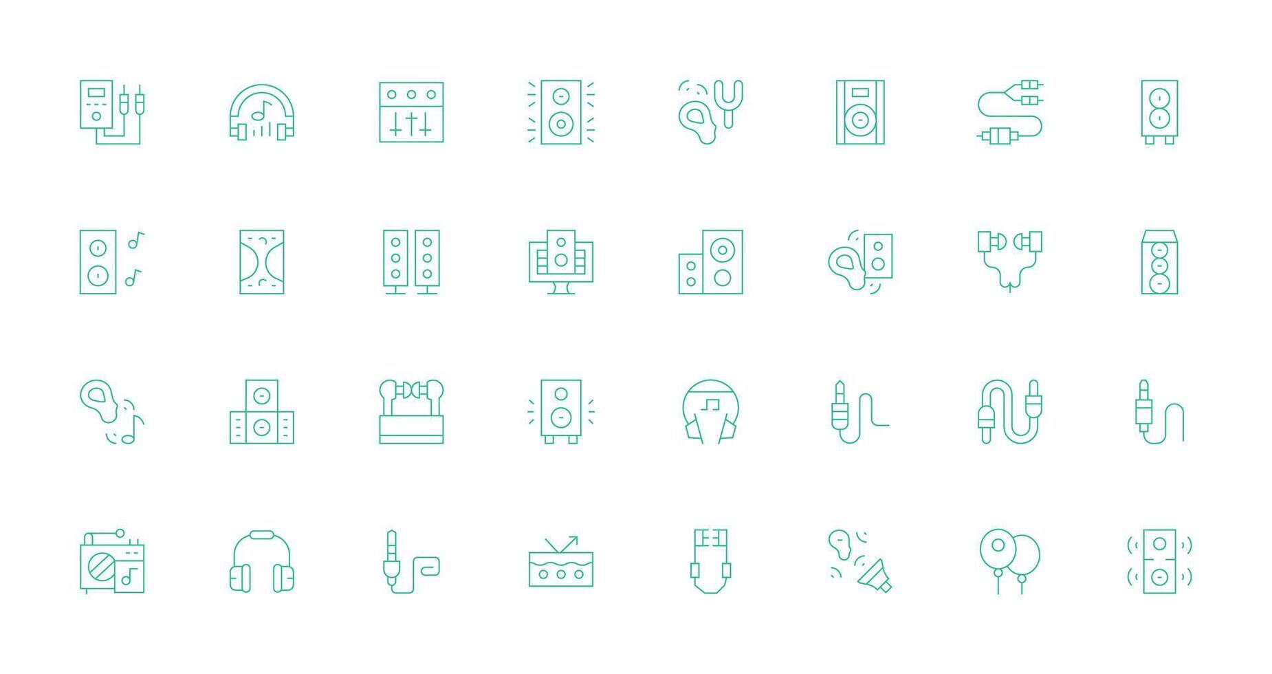 Thin Line Icons from Stereo Set with 32 Vectors Basic Icon Series
