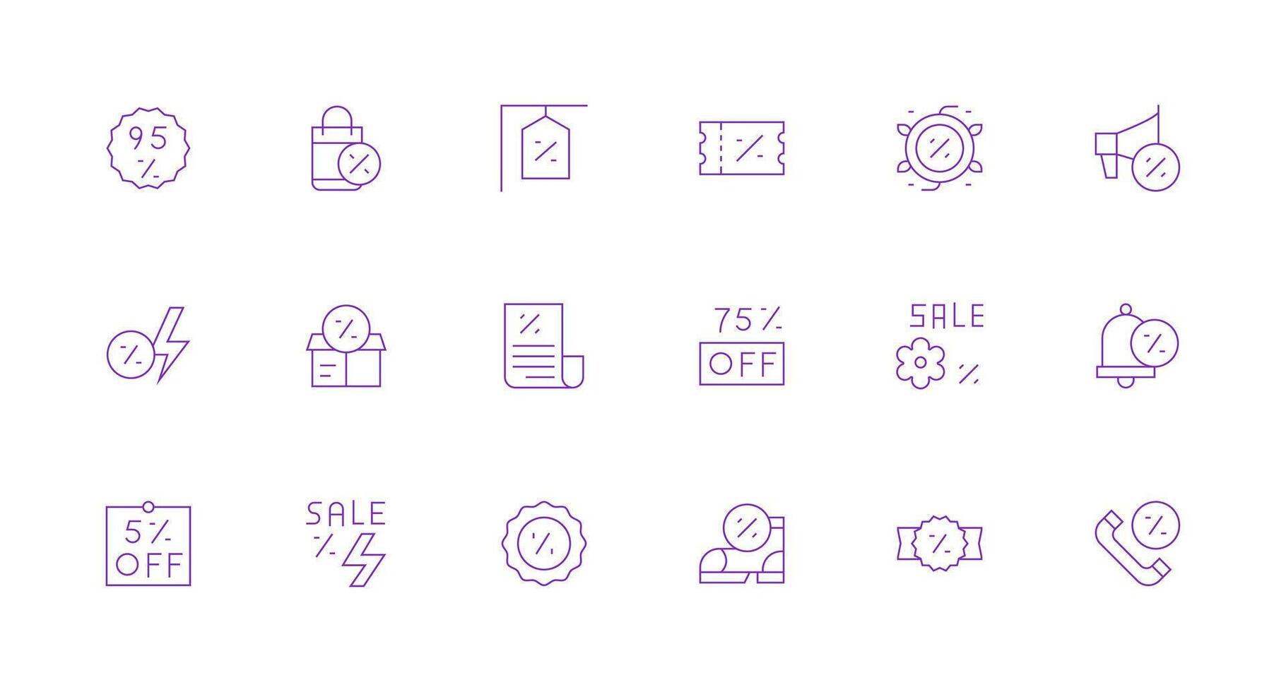 Price Reduction Set with 18 Minimal Line Icons Web Icon Collection vector
