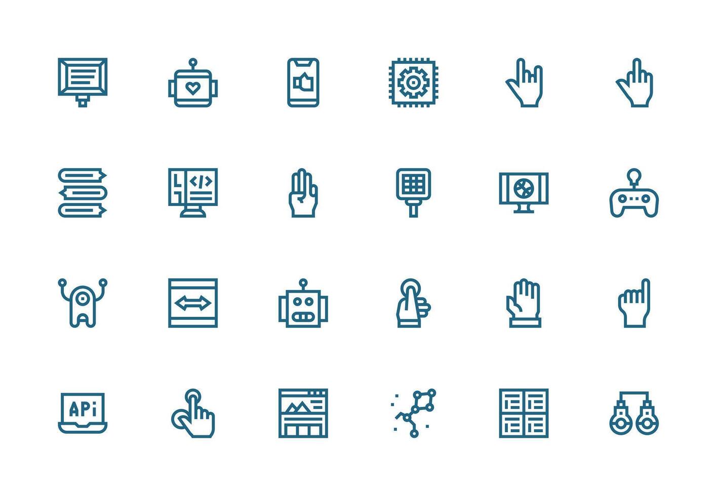 24 Thick Line Line Icons for Interface Graphics Simple Icon Pack vector