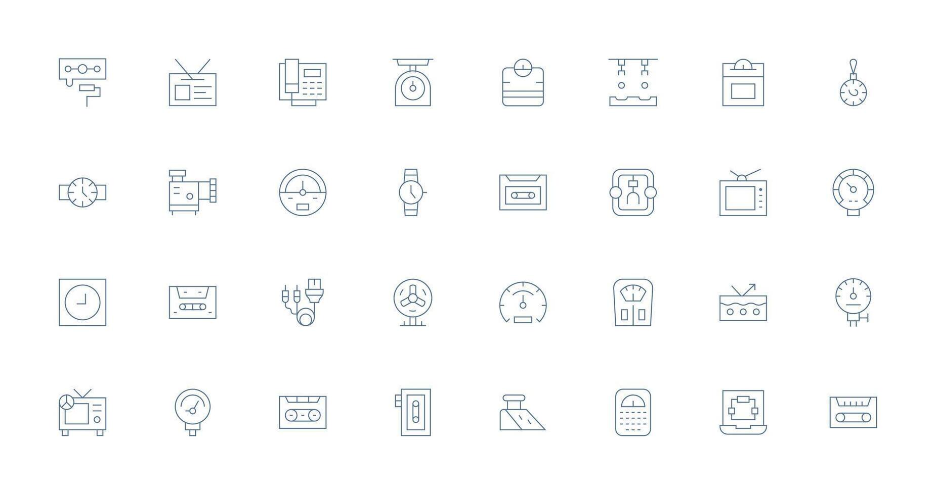 32 Analog Icons in Thin Line Aesthetic Core Icon Collection for Daily Tasks vector