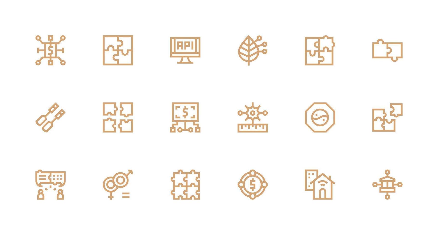 18 Strong Stroke Line Icons for Integration Graphics Well-Structured Icons for Creative Use vector