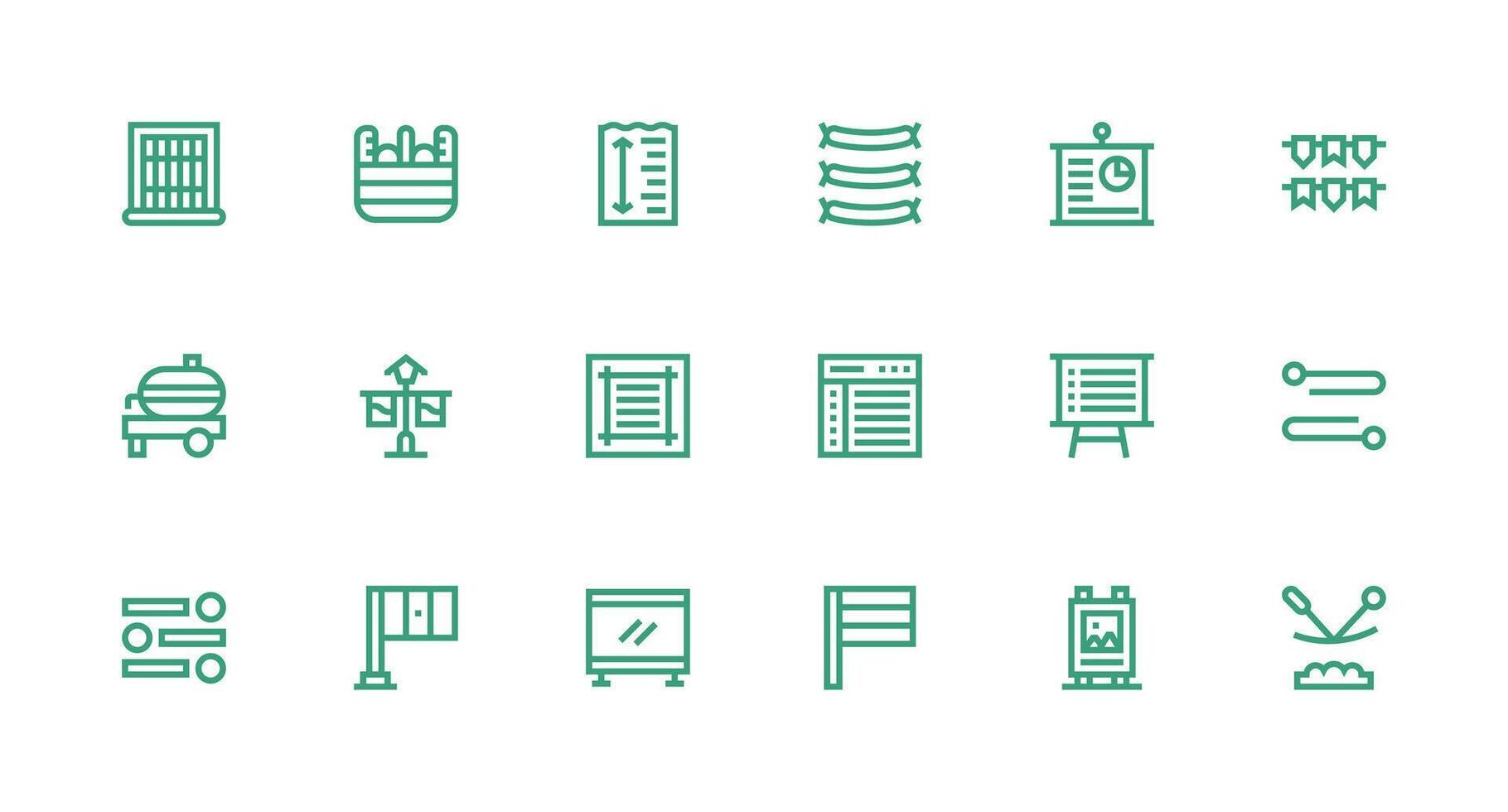 18 Horizontal Icons in Strong Stroke Line Aesthetic Essential Icons for Rapid UI Building vector
