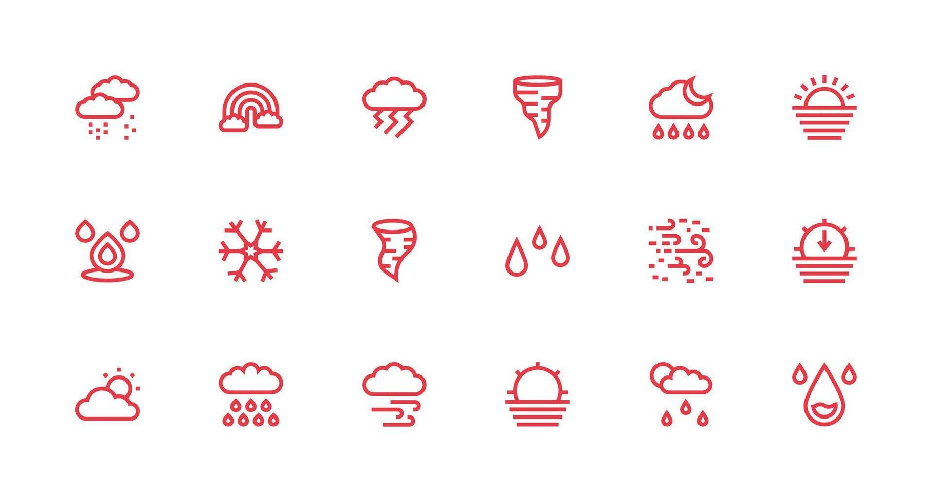Weather Icon Icon Set with 18 Strong Stroke Line Graphics Organized Icon Pack for Quick Access vector