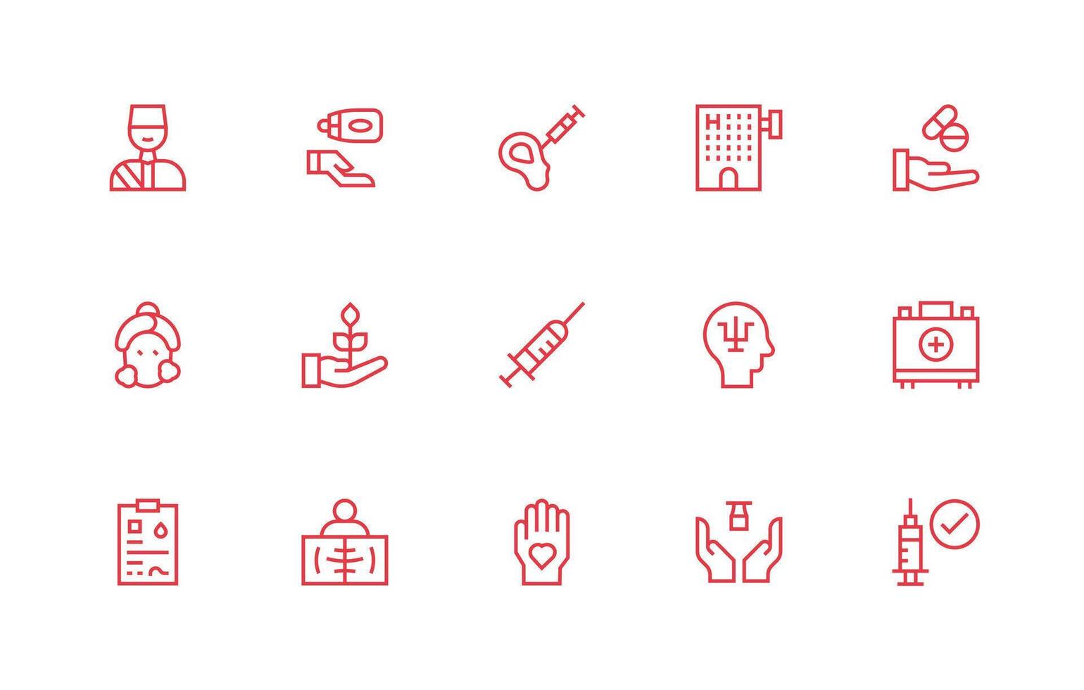 Care featuring 15 Icons in Regular Line Design Optimized Icon Pack for Digital Products vector