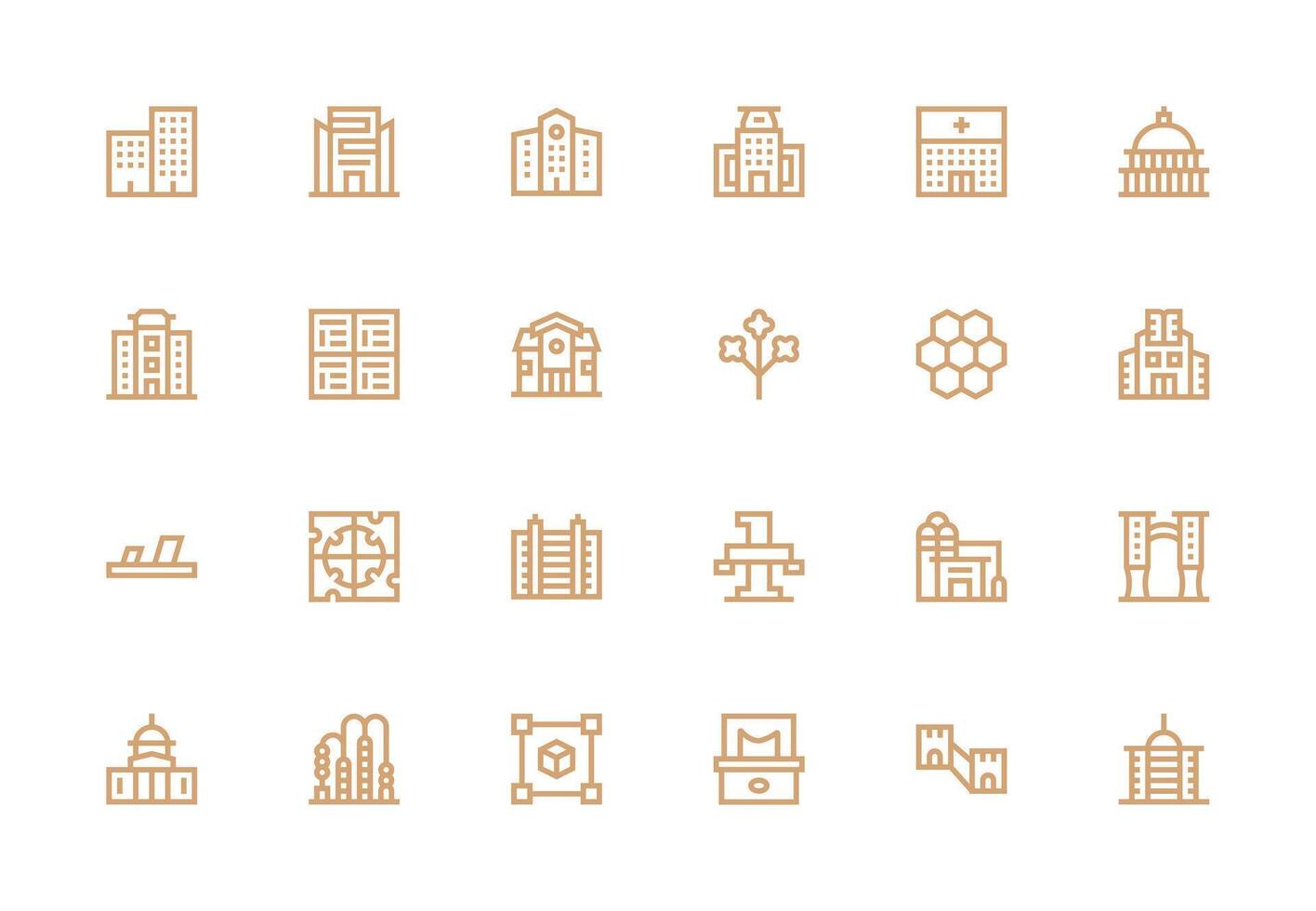 Structure Icon Set with 24 Thick Line Line Graphics Simple Icons for Interface and Wireframes vector