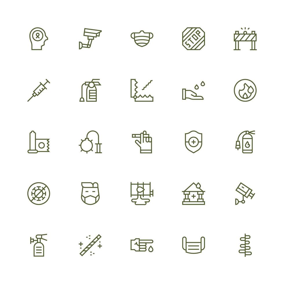 25 Icons for Prevention in Medium Stroke Outline Format Well-Structured Icons for Creative Use vector