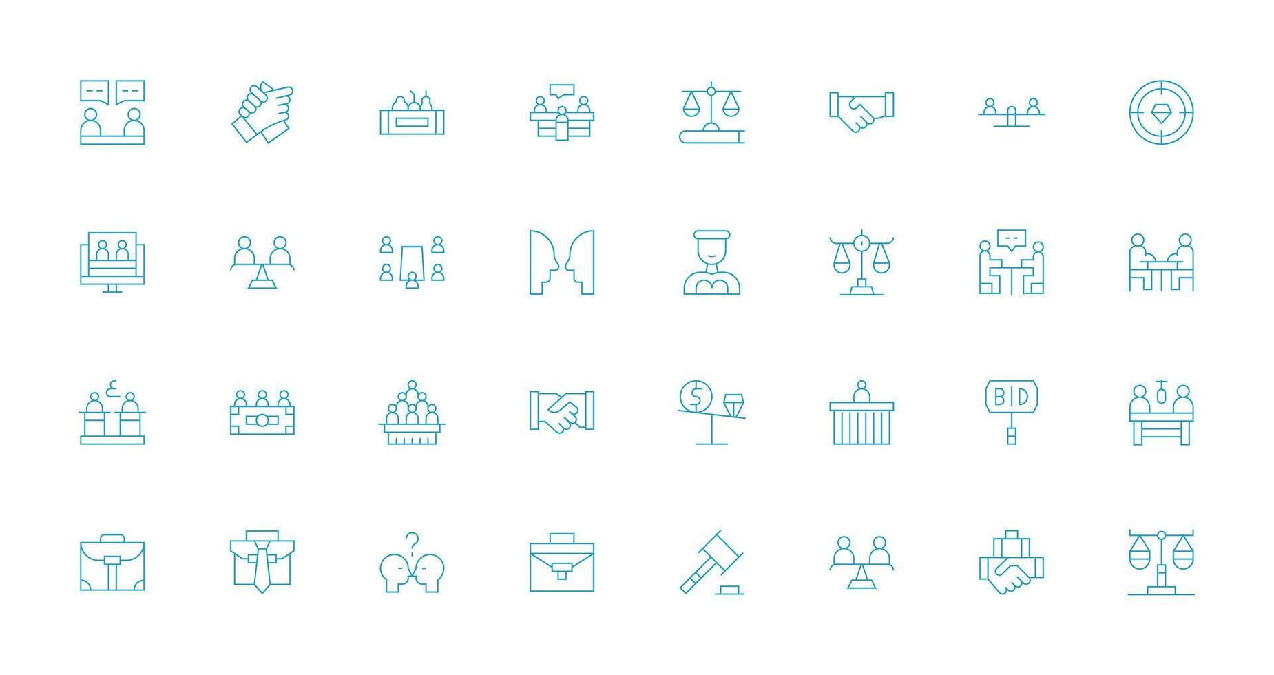 Negotiation featuring 32 Icons in Thin Line Design Fully Editable Icon Set for Web vector