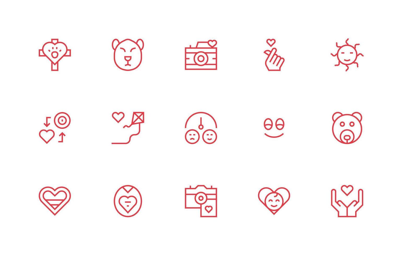 Emotion featuring 15 Icons in Regular Line Design Dashboard Icon Series vector