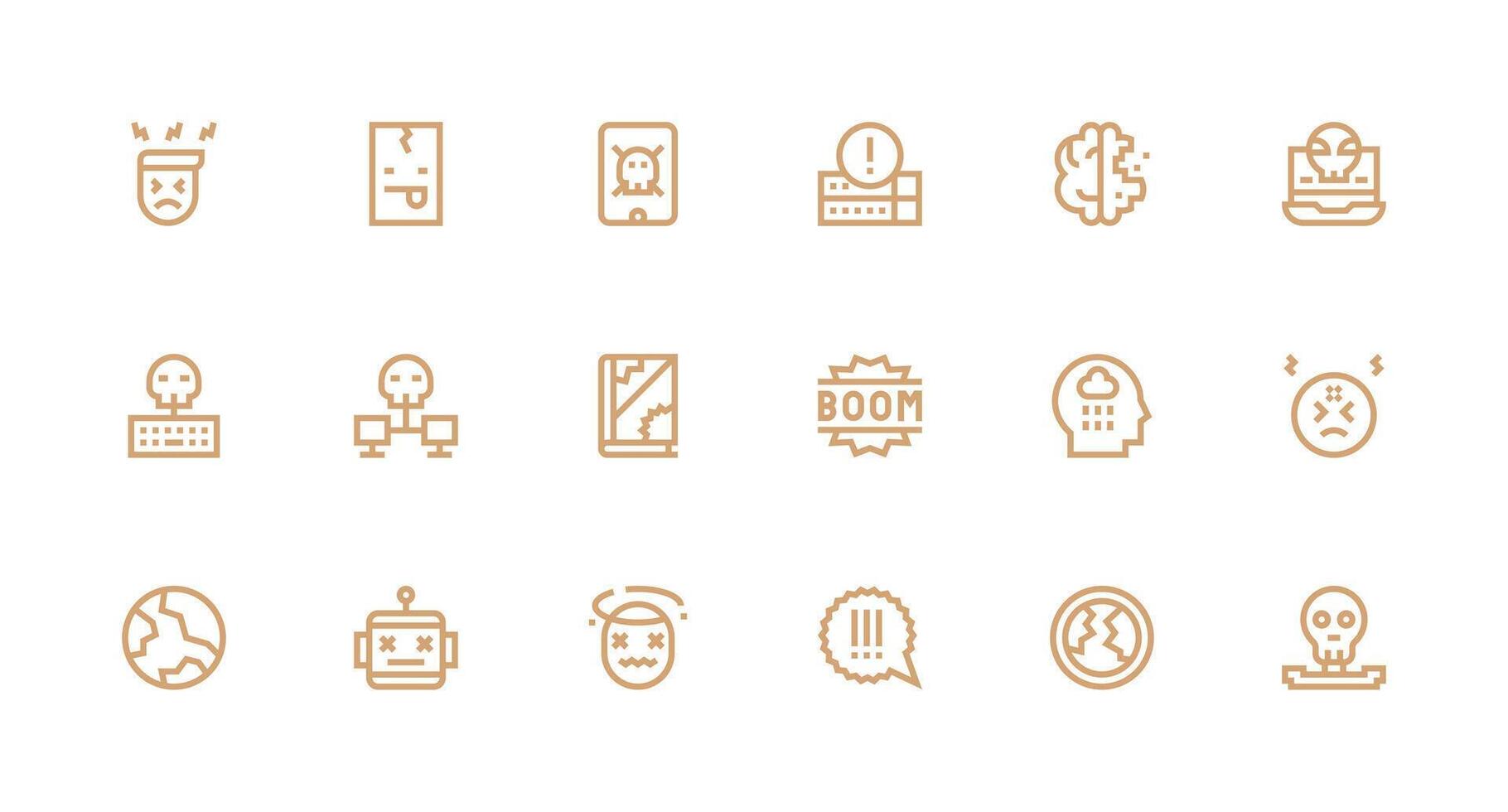 Strong Stroke Line Style System Failure Icons with 18 Vectors Complete Icon Bundle for Web Design