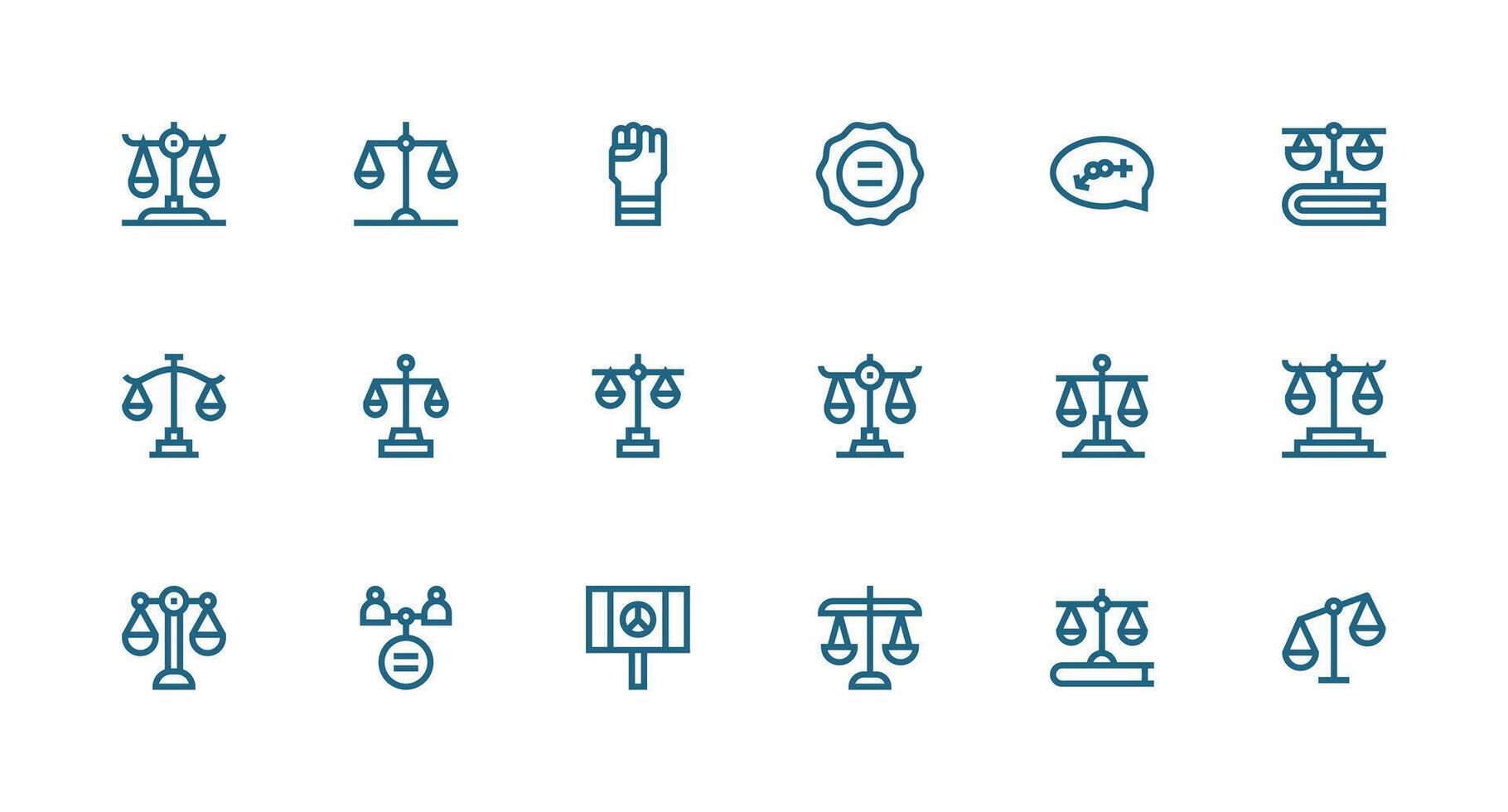 18 Strong Stroke Line Icons for Equality Graphics UI Icon Set vector