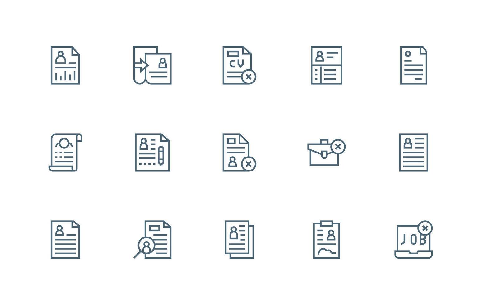 Resume Icon Set with 15 Regular Line Graphics Simple Icon Pack vector