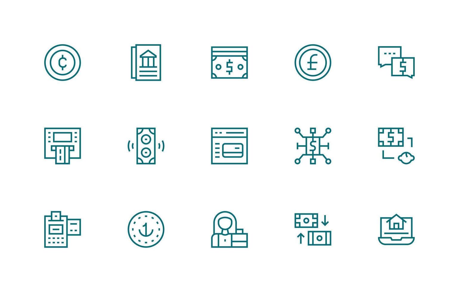 Regular Line Icons from Transaction Set with 15 Vectors High-Resolution Icons for Any Platform
