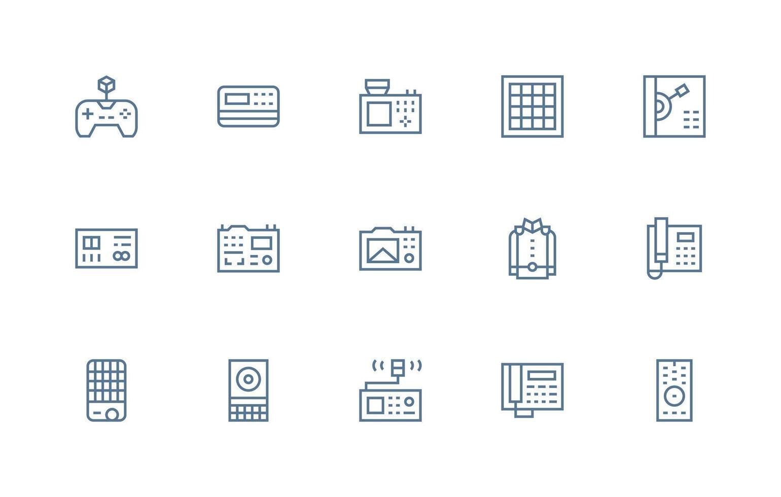 15 Icons for Buttons in Regular Line Format Core Icon Collection for Daily Tasks vector