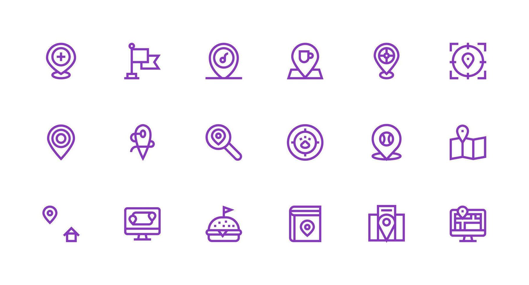 18 Icons for Pinpoint Location in Strong Stroke Line Format Neatly Designed Icons for Web Platforms vector