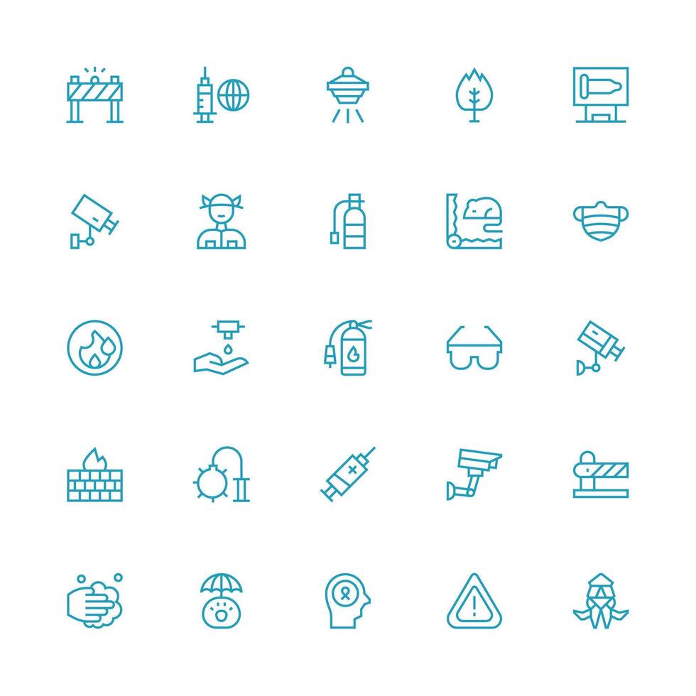 Medium Stroke Outline Style Prevention Icons with 25 Vectors Essential Icons for Rapid UI Building