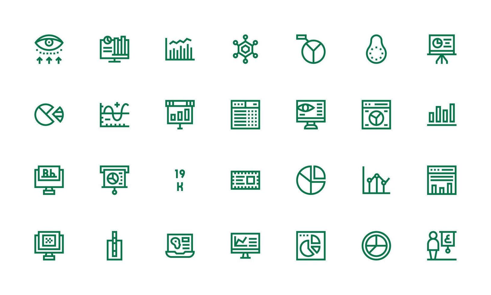 28 Bold Line Icons for Data Visualization Graphics Reliable Icons for All Interfaces vector