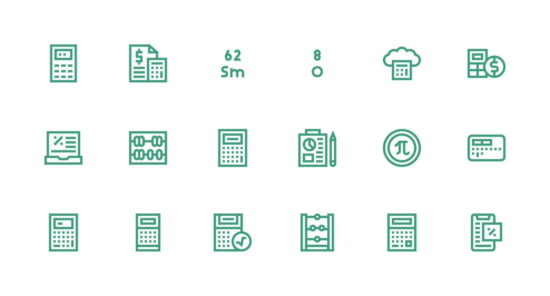 Calculation Icon Collection with 18 Strong Stroke Line Designs Clear and Concise Icon Set Collection vector