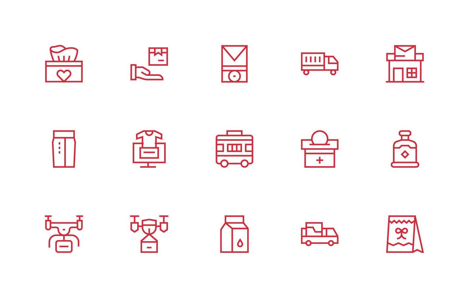 Package Design Icons featuring 15 in Regular Line Style Neatly Designed Icons for Web Platforms vector