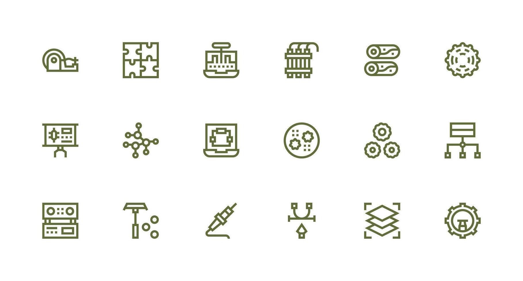 Components Visual Pack containing 18 Strong Stroke Line Icons Well-Structured Icons for Creative Use vector