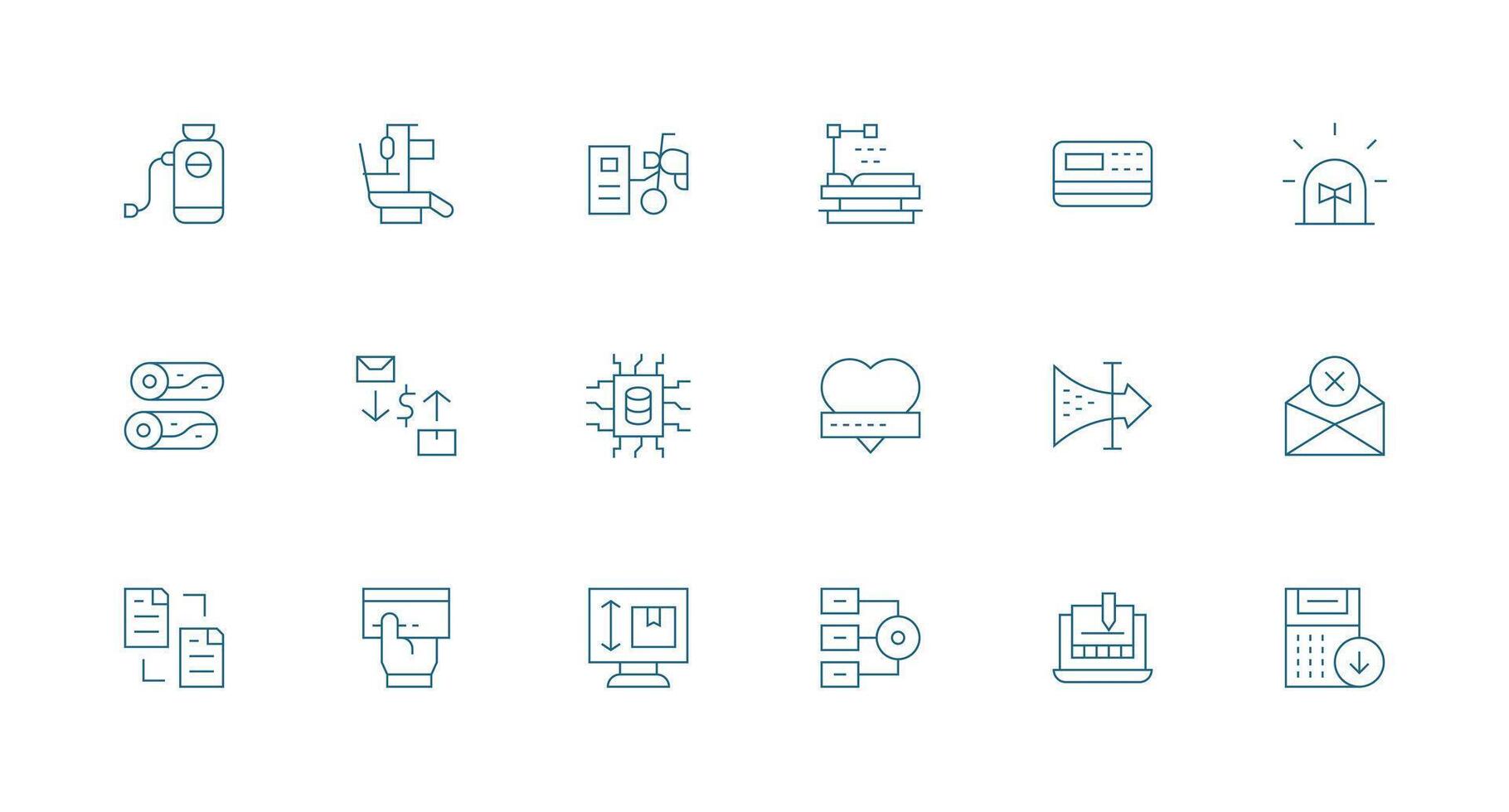 18 Minimal Line Designs for Processing Icons Complete Icon Set for Mobile Apps vector