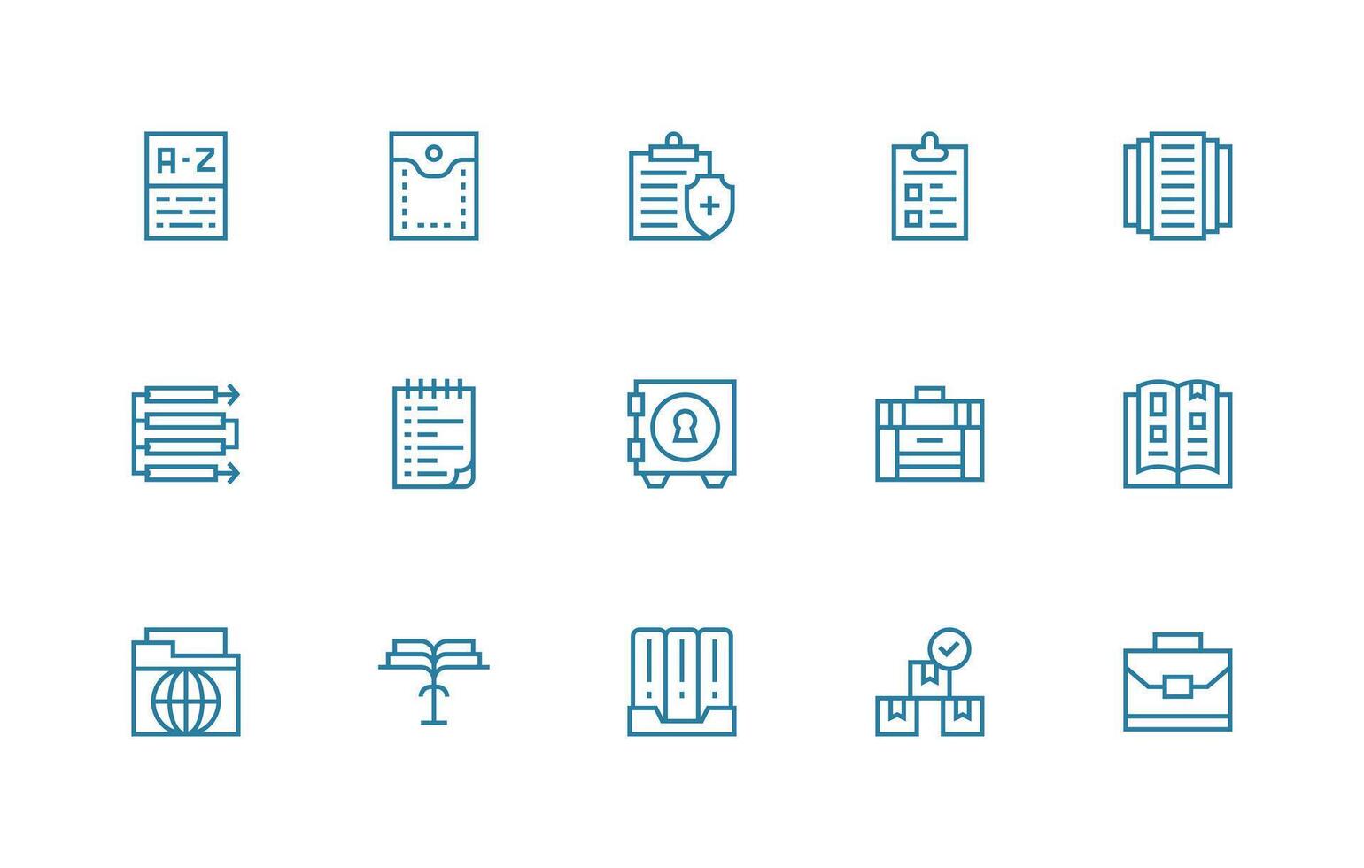 Documents Visual Pack containing 15 Regular Line Icons Clean Set for Layout Prototypes vector