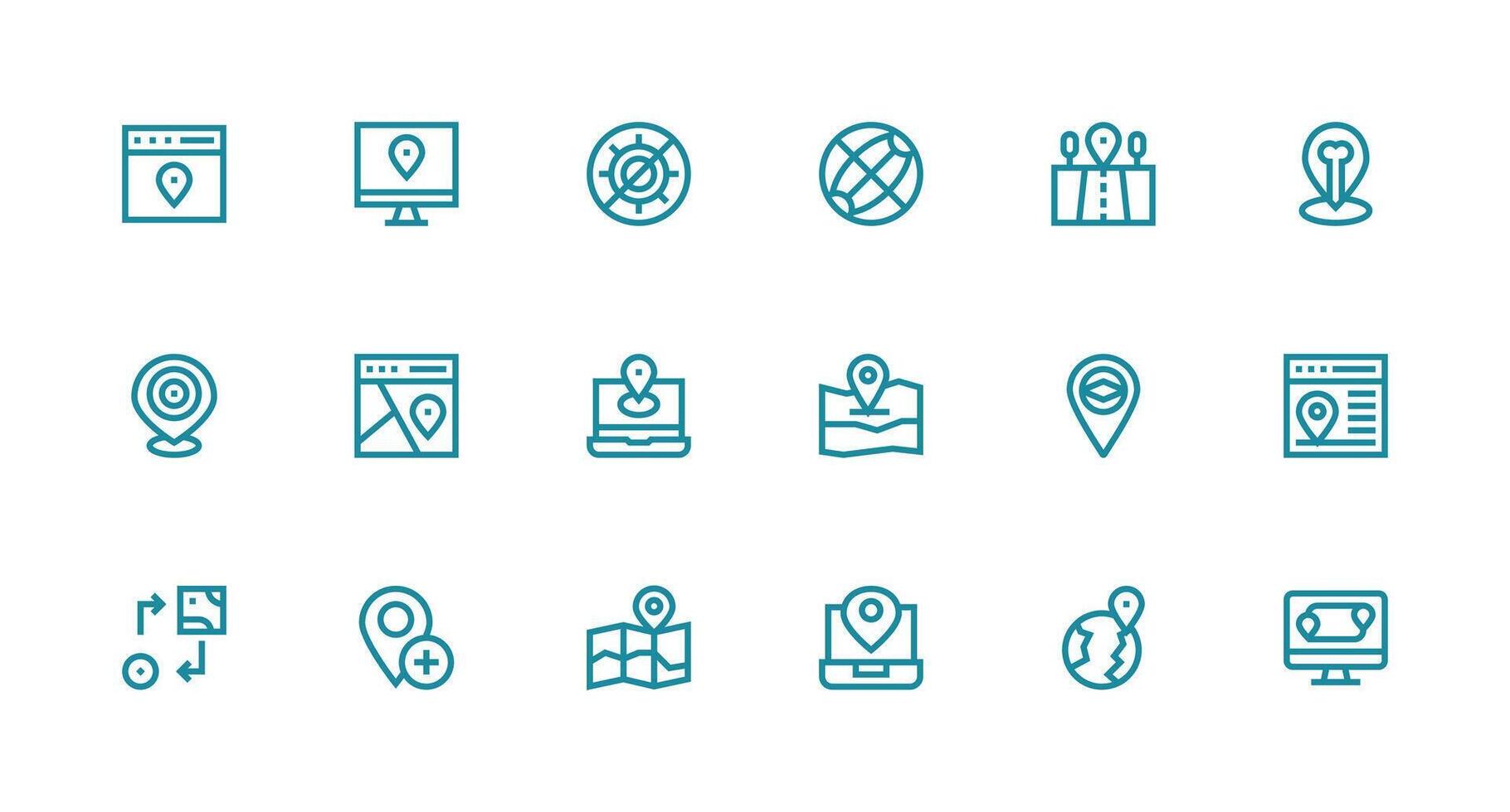 18 Strong Stroke Line Vectors for Geo Theme Flexible Icon System for Web Interfaces