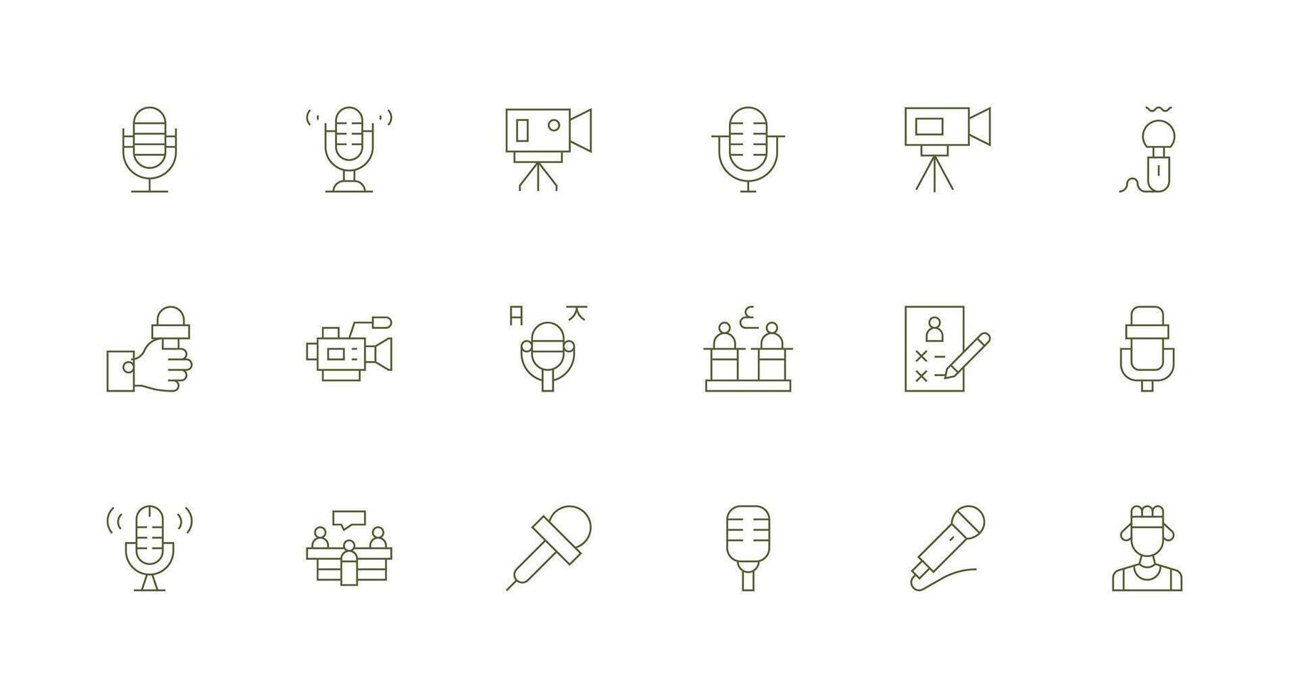 Interview featuring 18 Icons in Minimal Line Design Versatile Icon Collection for Designers vector