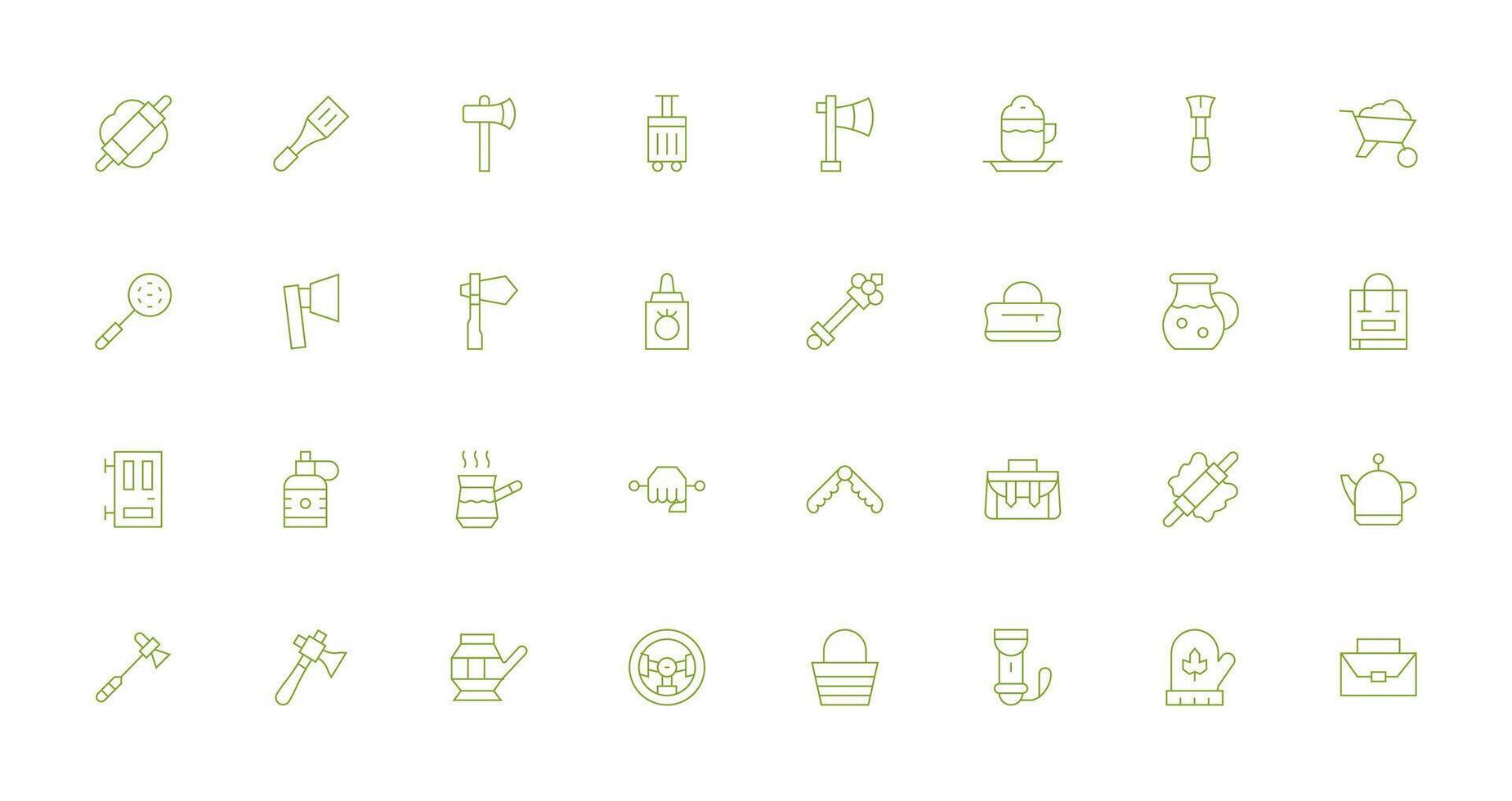 Handle Icon Set with 32 Thin Line Graphics Quick Access Icons for UI Development vector