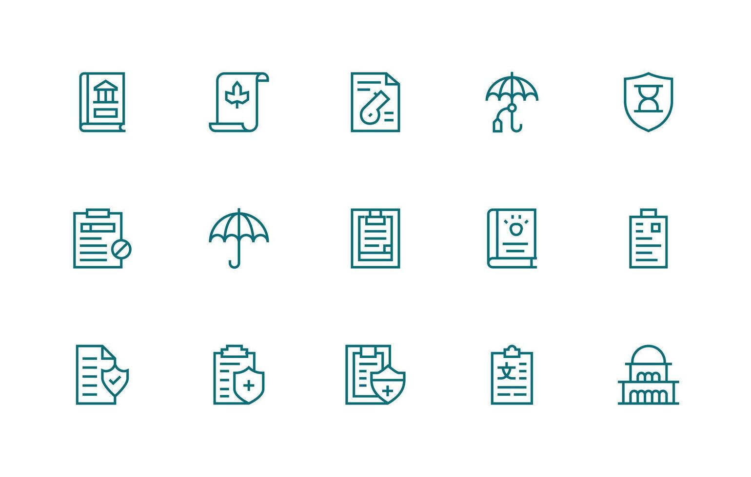 Policy Icon Set with 15 Regular Line Graphics Optimized Icon Pack for Digital Products vector