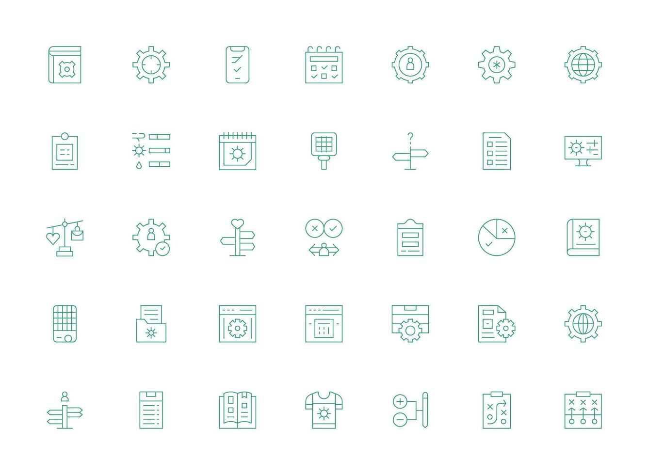 35 Light Line Icons for Options Graphics User Interface Icons for Digital Products vector