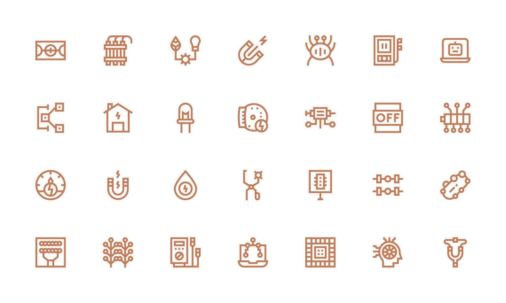 Circuit Icon Set with 28 Bold Line Graphics Functional Icon Series vector