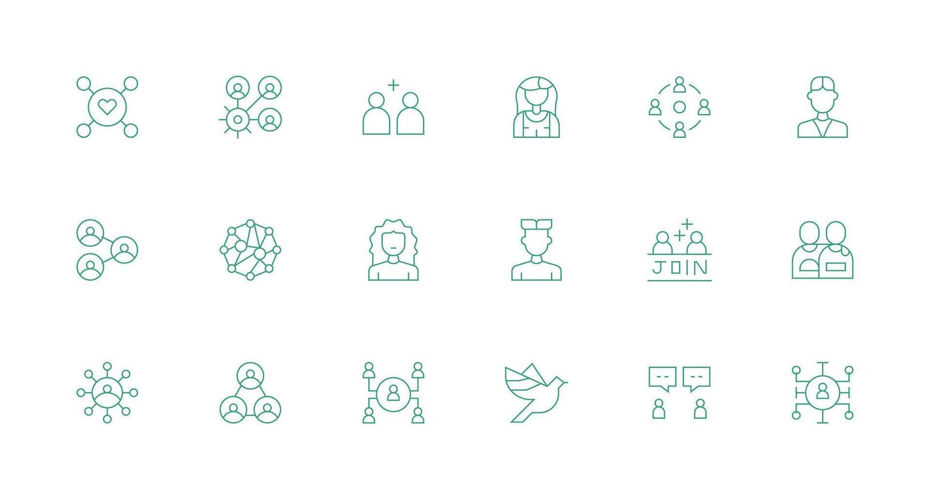 18 Icons for Social Network in Minimal Line Format Icon Set vector