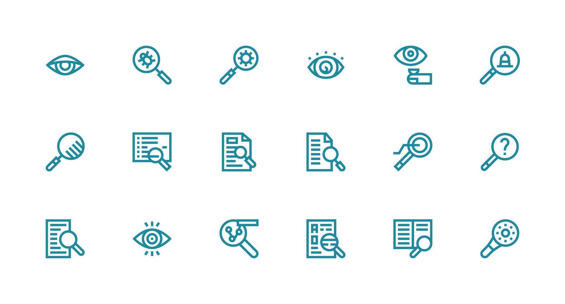 Examine featuring 18 Icons in Strong Stroke Line Design Quick Access Icons for UI Development vector