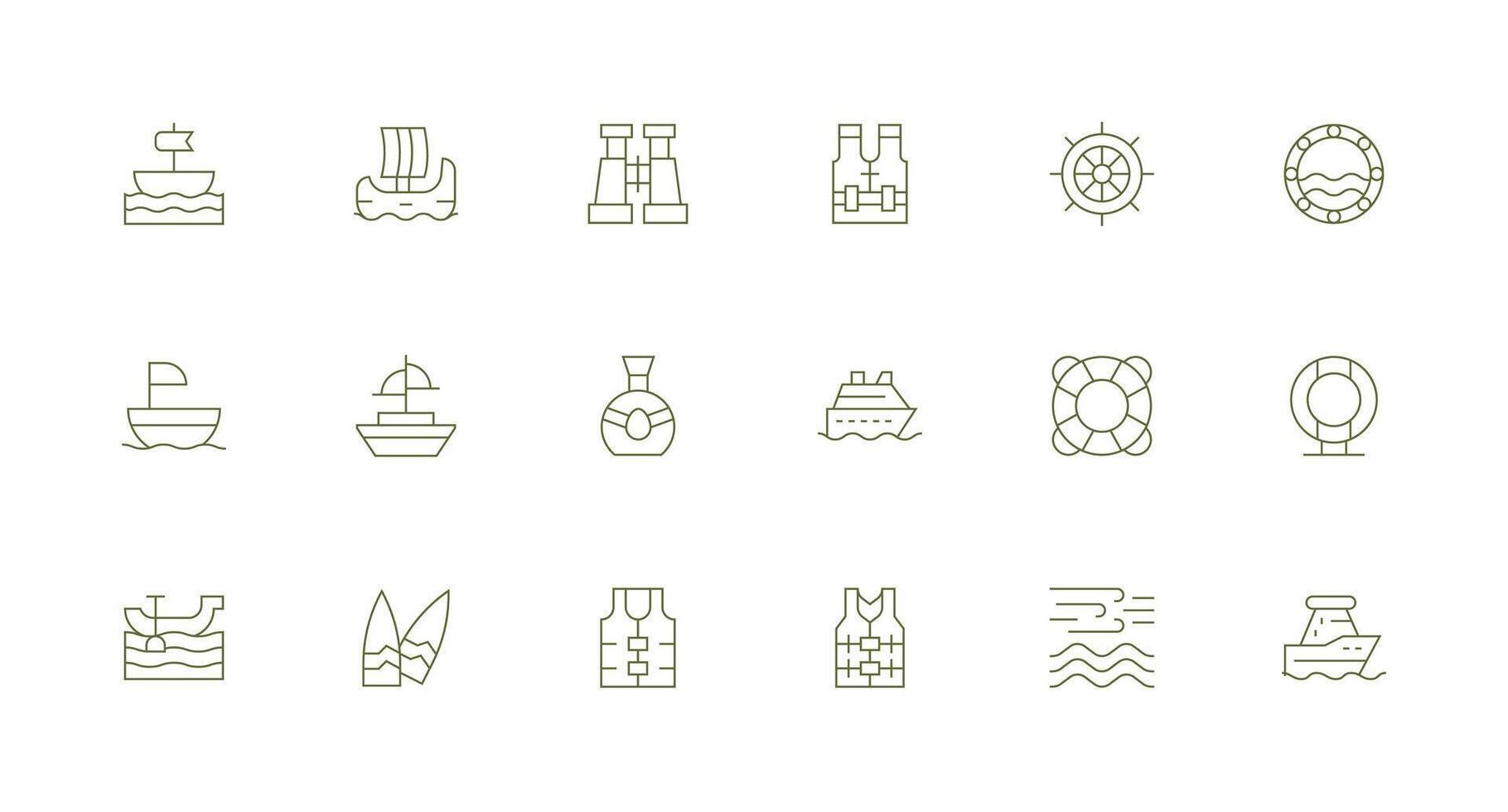 Nautical Icon Set with 18 Minimal Line Graphics Balanced Icon Set for Functional Design vector