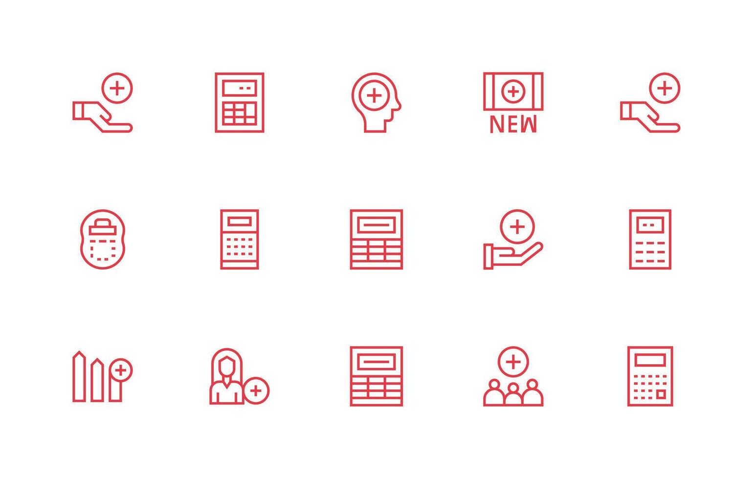 15 Regular Line Designs for Addition Icons Clean Set for Layout Prototypes vector