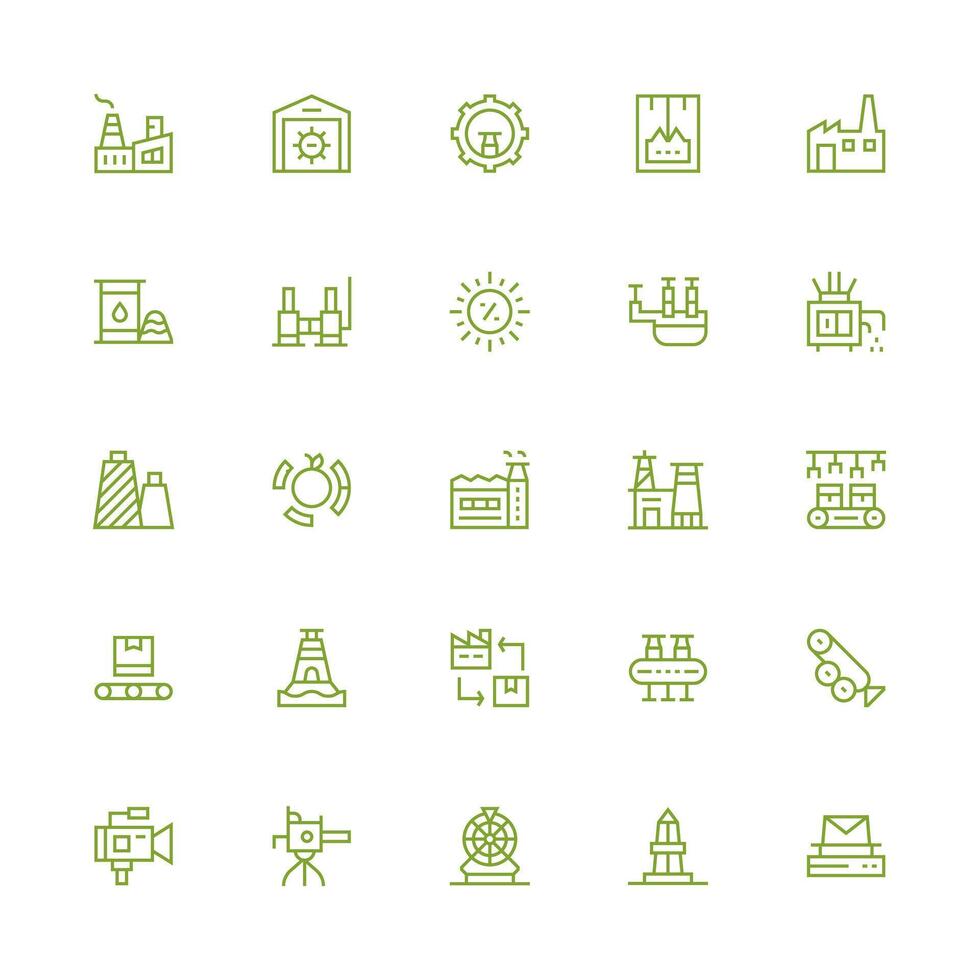 Production including 25 Medium Stroke Outline Illustrations Flexible Icon System for Web Interfaces vector