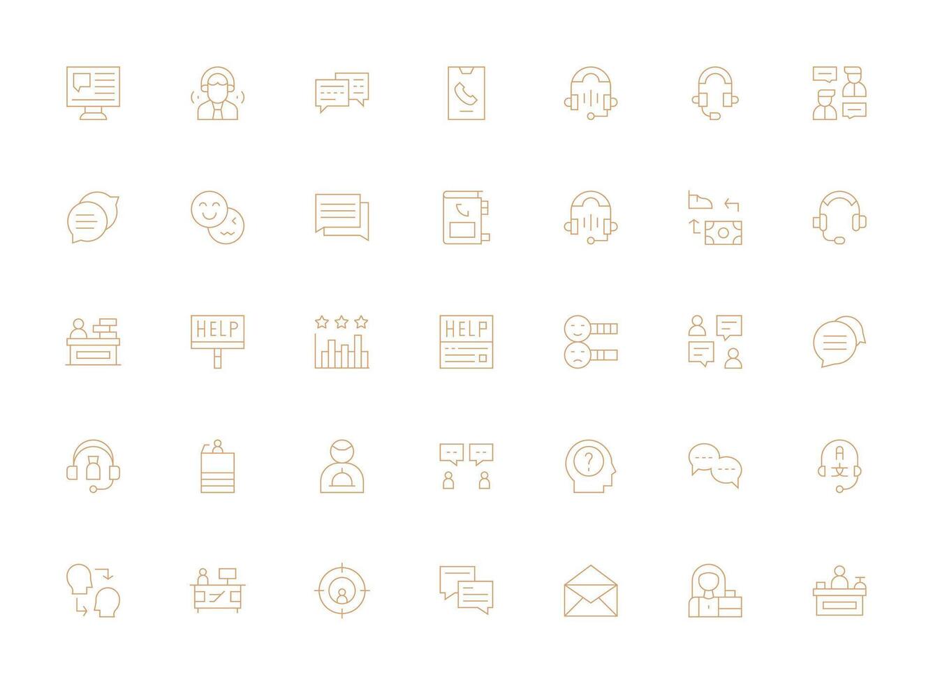 Light Line Style Customer Service Icons with 35 Vectors Customizable Icon Series for Mobile Screens