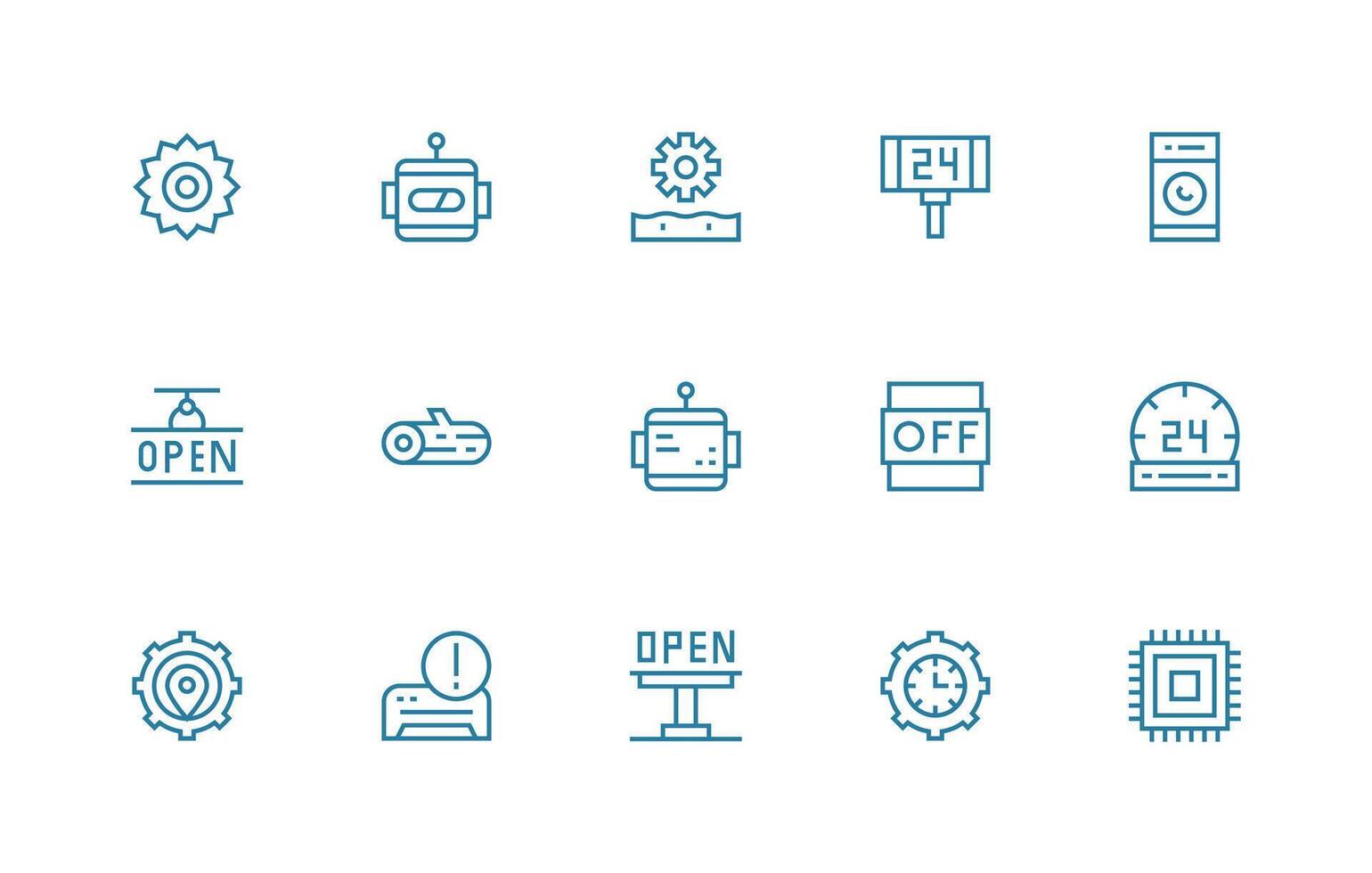 15 Regular Line Style Icons from Operational Collection User Interface Icons for Digital Products vector