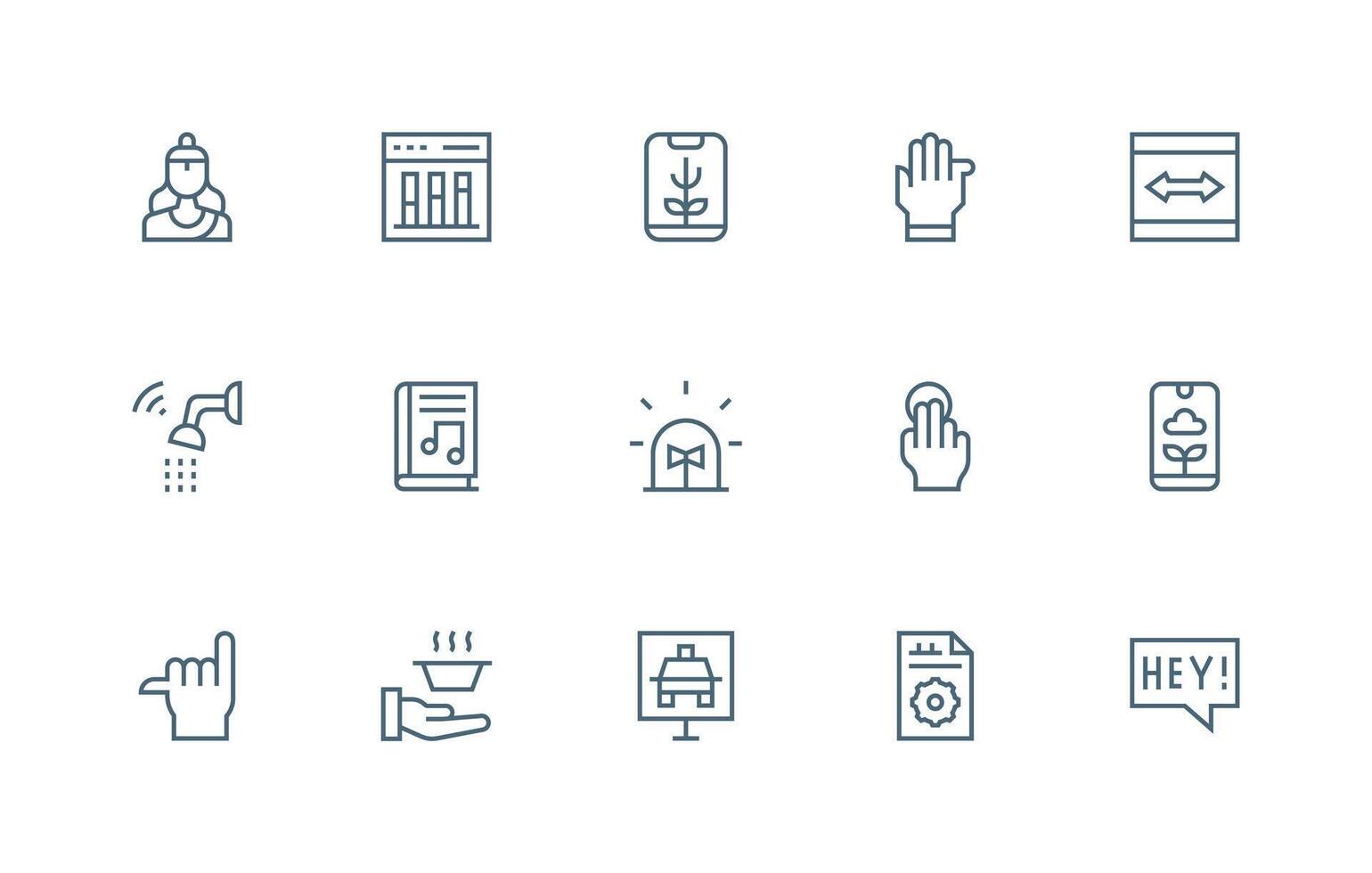 App featuring 15 Icons in Regular Line Design High-Resolution Icons for Any Platform vector