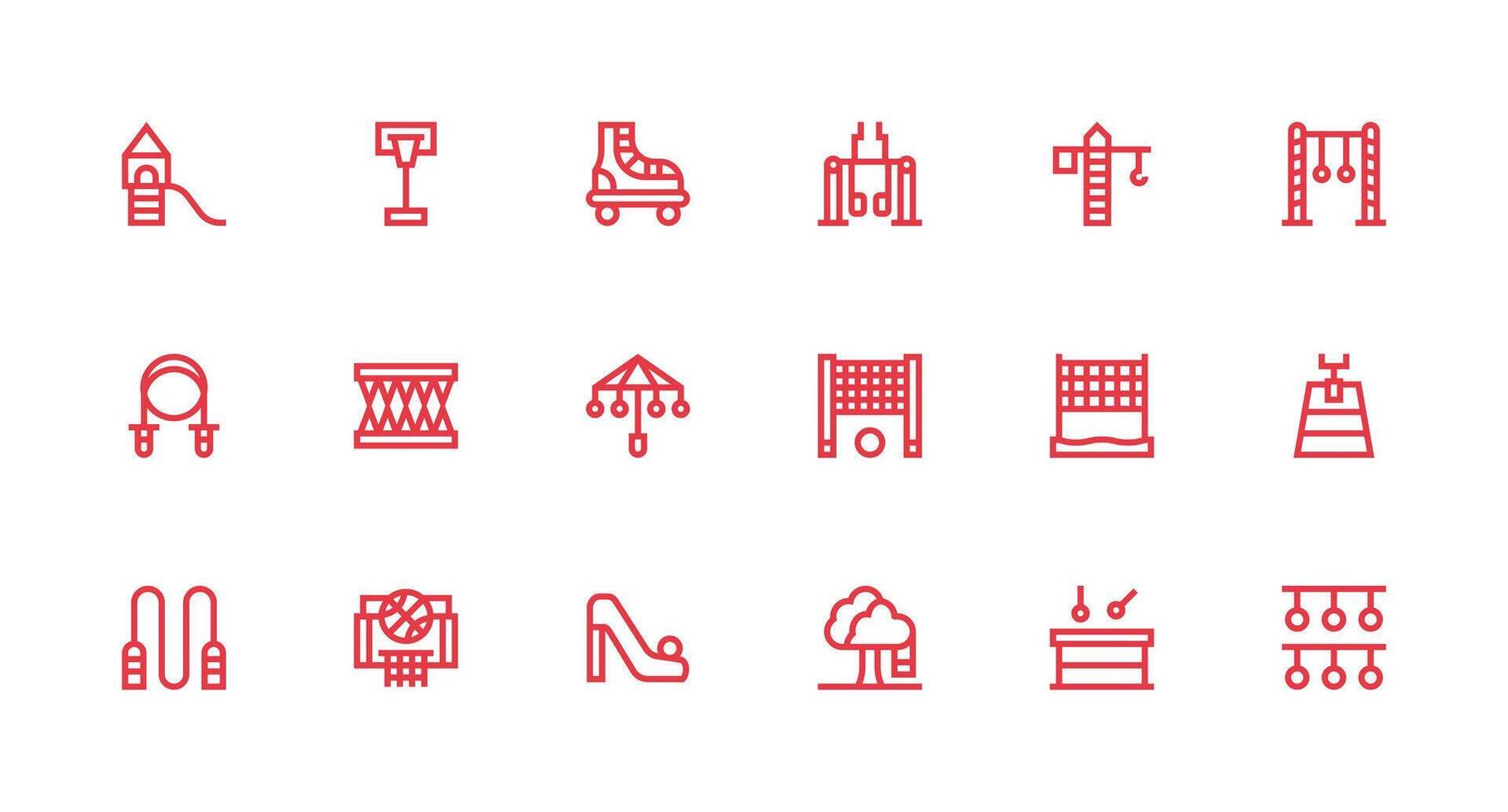 Playground including 18 Strong Stroke Line Illustrations Quick Access Icons for UI Development vector