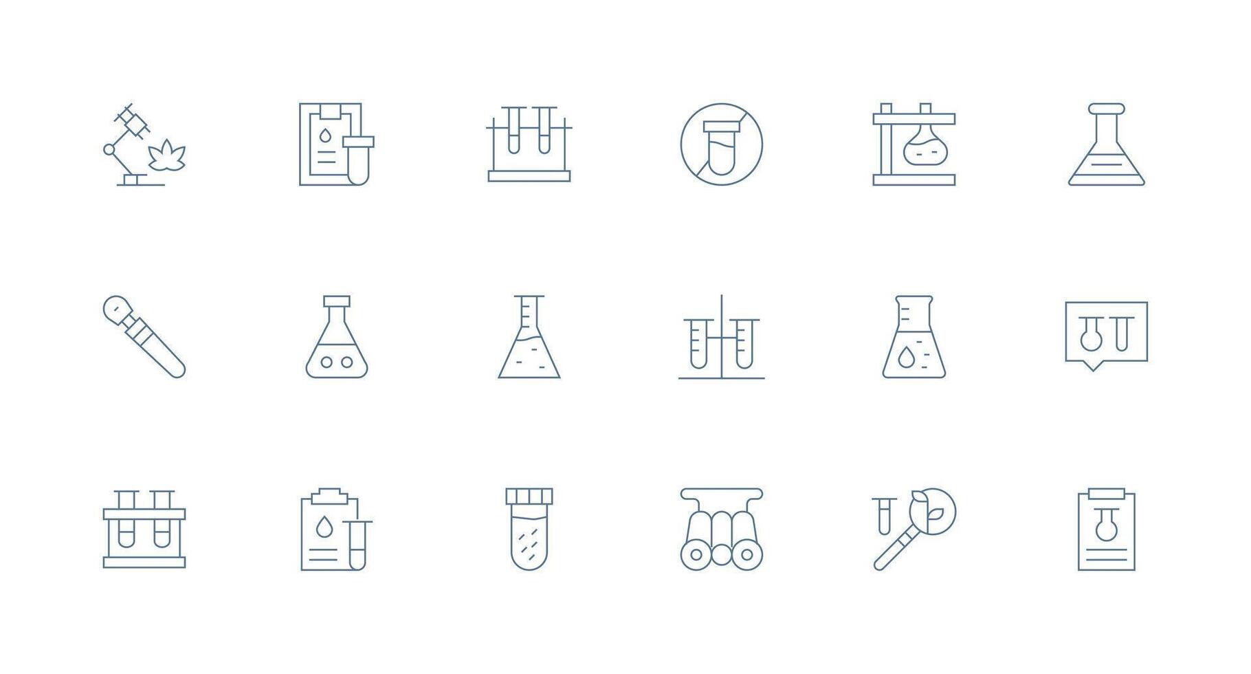Experimentation Design Icons featuring 18 in Minimal Line Style Professional Icon Pack for Development Work vector