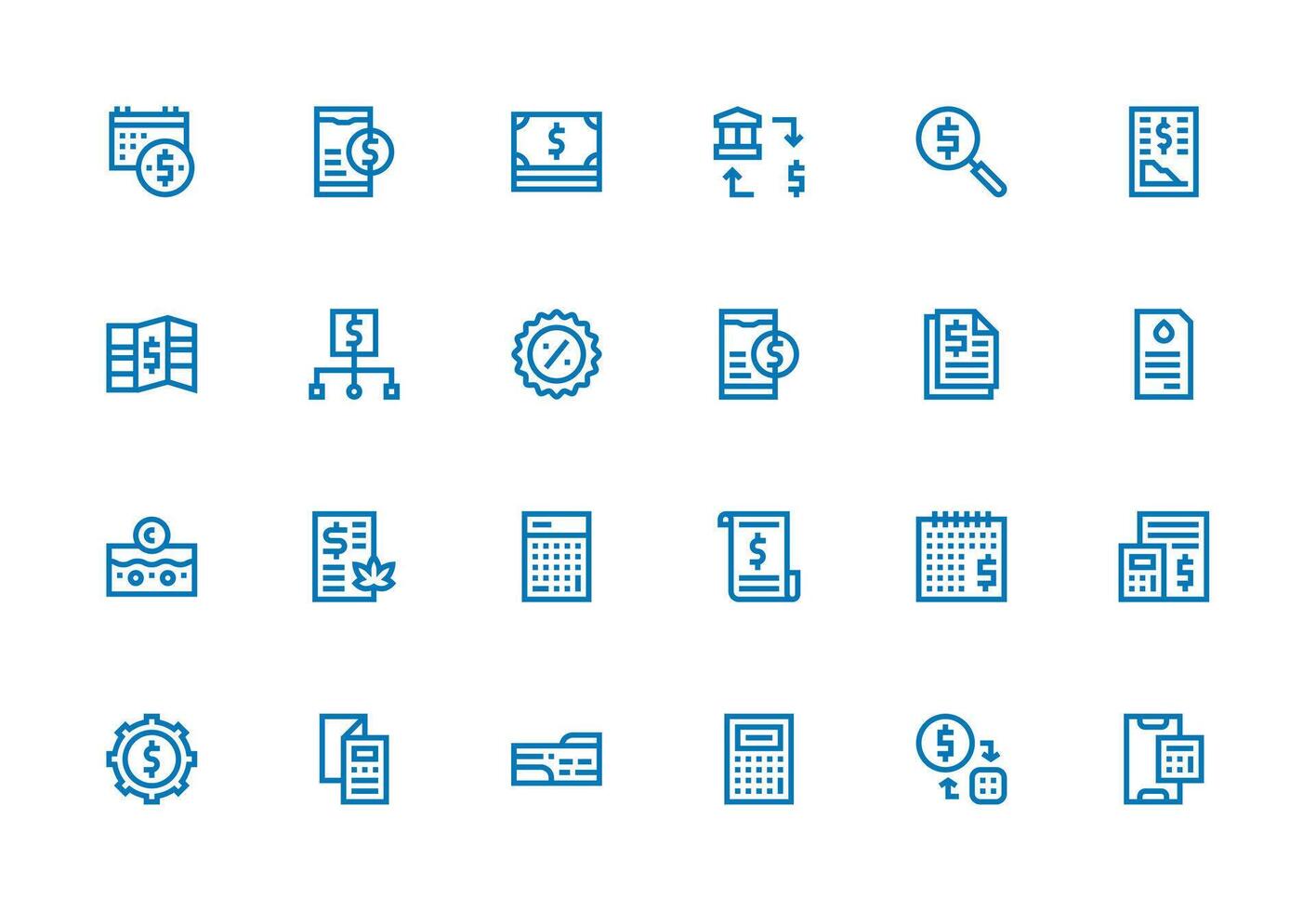 Expense Design Icons featuring 24 in Thick Line Line Style UI and UX Focused Icon Collection vector