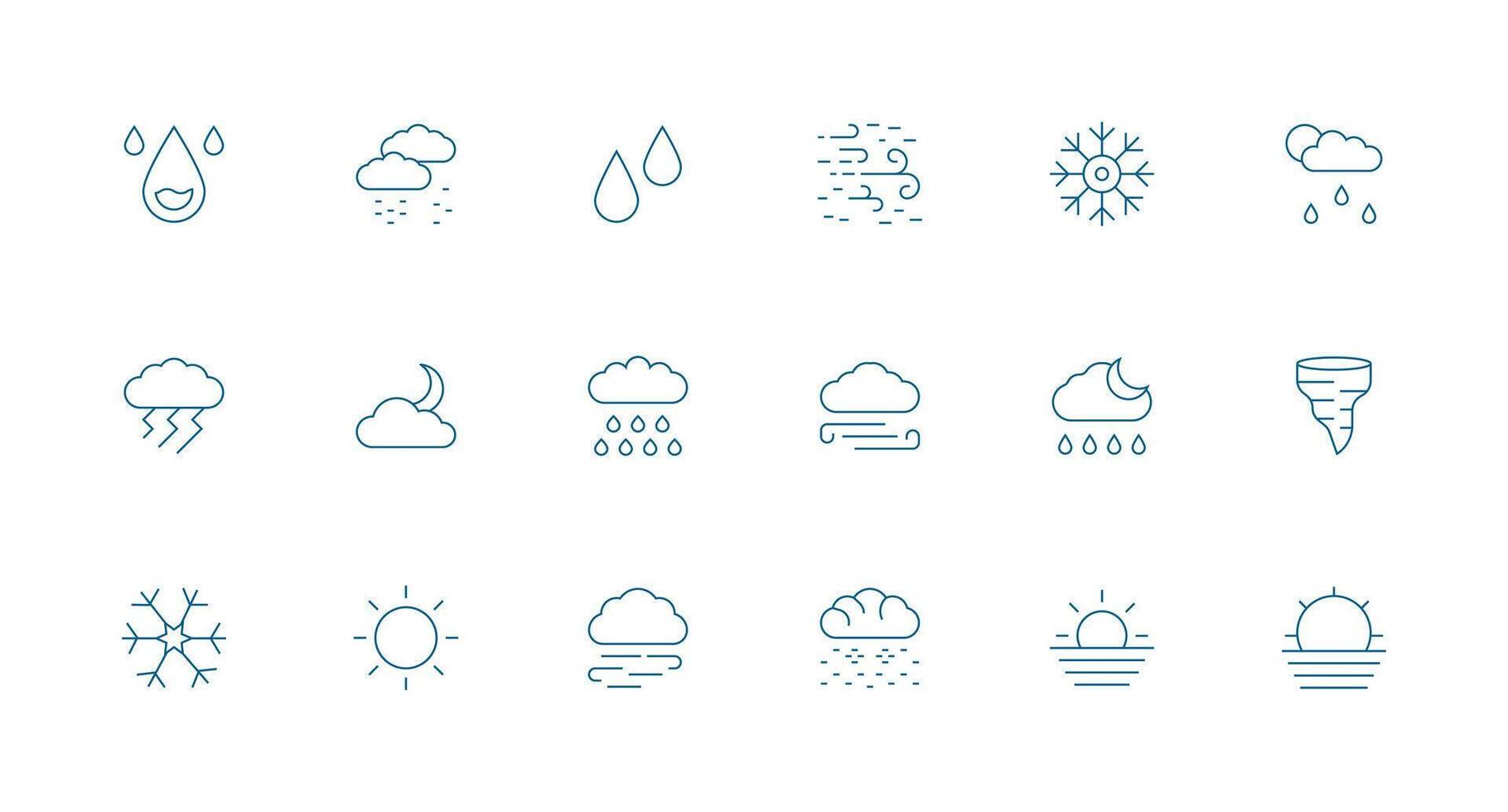 18 Minimal Line Designs for Weather Icon Icons Scalable Icons for Cross-Platform Interfaces vector
