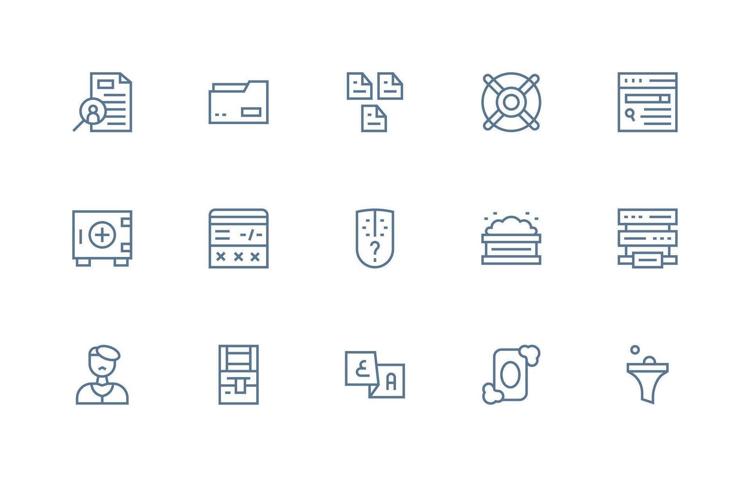 Database Icon Set with 15 Regular Line Graphics Modern Line and Glyph Icon Series vector