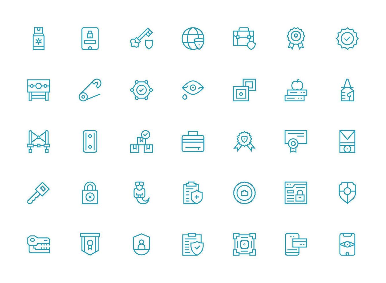 Secure Set with 35 Regular Clean Line Icons Customizable Icon Series for Mobile Screens vector